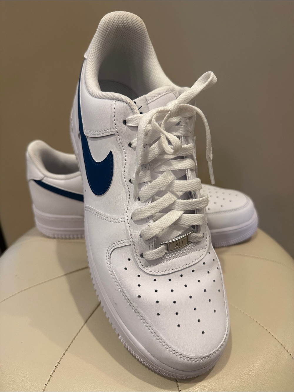 Nike Air Force 1 Skateboard Shoes White/Court Blue - Men's Size 11 -#FJ4146-123